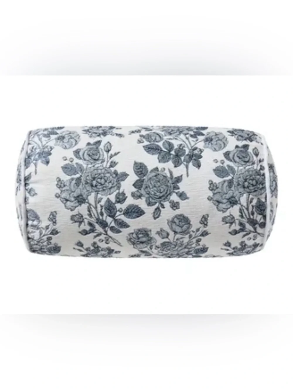 NWT My Texas House Floral Bolster Pillow - Blue and White 16x8 Toile